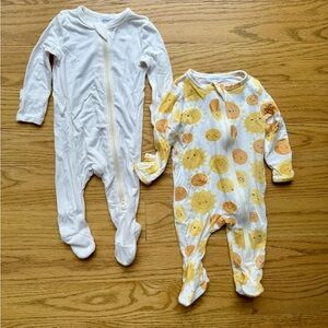 Angel Dear bamboo zipper footies set of 2, 0-3 months